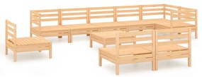 10 részes tömör fenyőfa kerti ülőgarnitúra