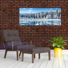 Kép a befagyott tóról és a havas fákról (120x50 cm)