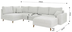 Krémszínű buklé sarokkanapé (jobb oldali-U alakú) Ariella – Ropez