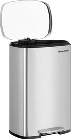 TIDY szemetes lassú záródással, 50 l, ezüst SongmicsHome