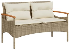 vidaXL bézs polyrattan kerti pad párnával 116 x 62,5 x 74