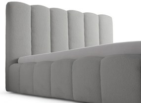 Aura kárpitozott ágy ágyneműtartóval 180x200 cm - szürke Quelle 83 bouclé