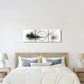 Kép - Tintafestmény tájkép (órával) (90x30 cm)