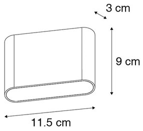 Modern kültéri fali lámpa fekete 11,5 cm beépített LED-del IP65 - Batt