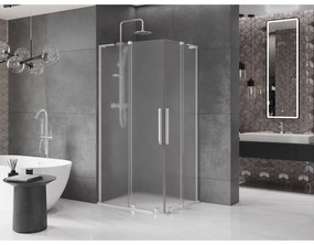 Mexen Velar L Duo, zuhanykabin tolóajtóval 90 x 80 cm, 8 mm-es mattüveg, króm, 871-090-080-02-33-01