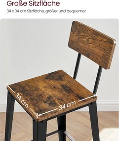 Bárszék 2db szett, konyhai székek háttámlával