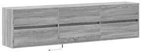 szürke sonoma színű fali TV-szekrény LED-del 180 x 31 x 45 cm