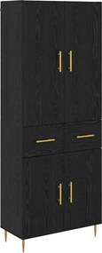 vidaXL Magasfiú fiókkal Fekete tölgy 69,5 x 34 x 180 cm Faanyag