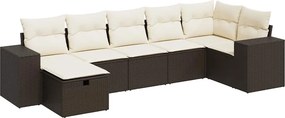 vidaXL 7 részes barna polyrattan kerti ülőgarnitúra párnákkal