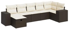 vidaXL 7 részes barna polyrattan kerti ülőgarnitúra párnákkal