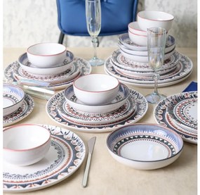 24 részes színes étkészlet / kőagyag
