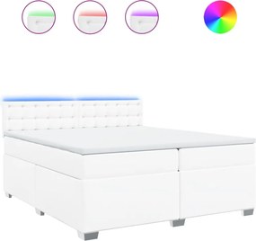 vidaXL fehér műbőr rugós ágy matraccal 200 x 200 cm