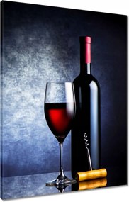 Vászonkép 60x80 Egy üveg vörösbor és egy pohár