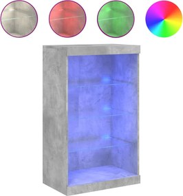 vidaXL betonszürke tálalószekrény LED-világítással 60,5 x 37 x 100 cm