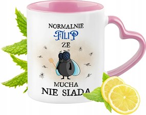 Fülöp bögre Rózsaszín, szív alakú füllel Kávé ajándék