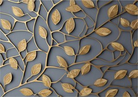 Fotótapéta Levelek Arany Absztrakt Falra Hálószoba Nappali 300x210