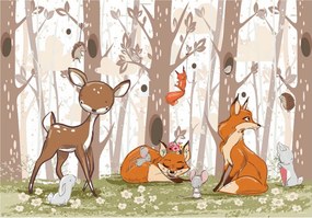 Fotótapéta flizelina Erdei állatok Sündisznó nyúl róka mókus 416x290 +ragasztó