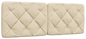 krémszínű szövet ágykeret LED-ekkel matrac nélkül 140 x 190 cm