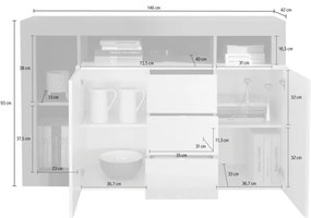 Komód LENOR fehér/barna