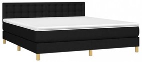 fekete szövet rugós és LED-es ágy matraccal 180 x 200 cm