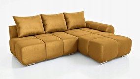 Mustársárga Összecsukható Sarokgarnitúra Nappaliba Szaruhártya 270 CM Jobbos Velúr
