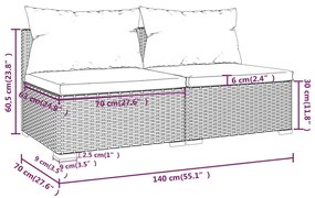 2 részes fekete polyrattan kerti ülőgarnitúra párnákkal