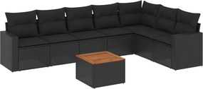 vidaXL 8 részes fekete polyrattan kerti ülőgarnitúra párnákkal