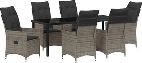 vidaXL Kert étkező szett párnával 7 pcs Szürke polirattan