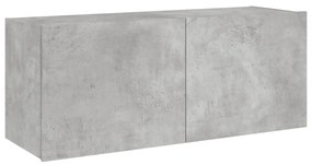 betonszürke fal TV-szekrény LED-világítással 100 x 35 x 41 cm