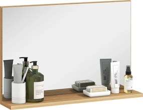 Kleankin Fali Fürdőszoba Tükör Polccal, Modern, Többcélú Tükör Fürdőszobába, Hálószobába és Előszobába, 60x12x40 cm, Fa | Aosom