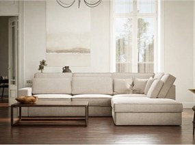 Krémszínű zsenília sarokkanapé (jobb oldali-L alakú) Kirou – Maison de Rêve