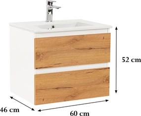 Vario Forte 60 alsó szekrény mosdóval fehér-tölgy