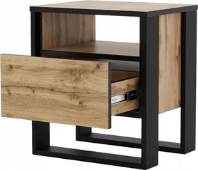 Éjjeli asztal Vera tölgy wotan fekete U fiók