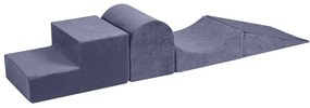 Szürkéskék bársony habszivacs játszótér 4 db-os magasság 30 cm 45x193 cm Montessori – Meowbaby