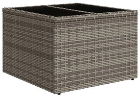 szürke polyrattan üveglapos kerti asztal 55 x 55 x 37 cm