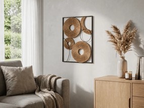 Fali dekoráció CIRCLES fémből 48x68 cm, barna