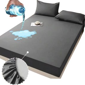 Vízálló gumis lepedő pamut 140x200 cm acélszürke