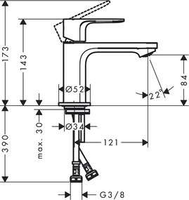 Hansgrohe Rebris E, mosdócsaptelep 80 lefolyókészlet nélkül, CoolStart, fekete matt, 72554670