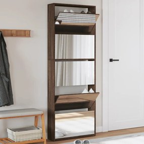barna tölgy 5 szintes cipőszekrény tükörrel 63 x 17 x 169,5 cm