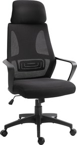 Vinsetto Irodai Szék Állítható Háttámlával, Karfával, Fejtámlával, Kerekekkel és Ringató Funkcióval, Maximális Terhelhetőség: 120 kg, 64x55x116-126 cm