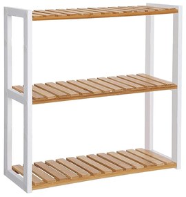 Bambusz fürdőszobai polc, 3 szintes állítható növénytartó, natúr