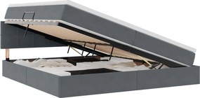 vidaXL Tárolós Ágy matracmal Sötétszürke 200 x 200 cm Bársony