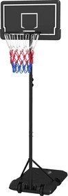 SPORTNOW Állítható Kosárlabda Gyűrű Állvánnyal Kerekekkel és Törésálló Háttámlával, 182-213 cm Kosárlabda Háttámla Állvány, Felnőtteknek, Acél | Aosom