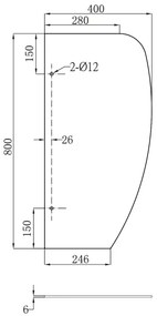 Sapho - 40x80 cm-es elválasztó fal pisoárokhoz, matt üveg