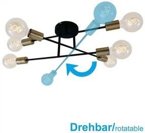 Briloner 3868-065 - Felületre szerelhető csillár BLACK STEEL 6xE27/60W/230V