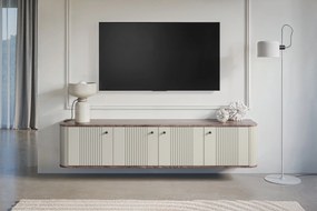 Vesper 4D fali TV szekrény 187 cm - kasmír / dió / fekete fogantyúk