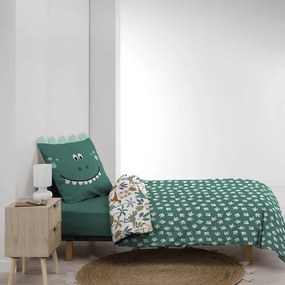 Fehér-zöld egyszemélyes pamut gyerek ágyneműhuzat 140x200 cm Dina – douceur d'intérieur