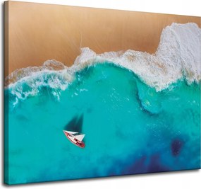 Vászonkép Vitorlás Víz Hullámok Tengerpart 100x80 cm Ideális ajándék
