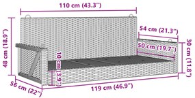szürke polyrattan hintapad 119x56x48 cm