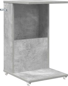 vidaXL Oldal asztal kerékkel Beton Szürke 40 x 35 x 60 cm Faanyag